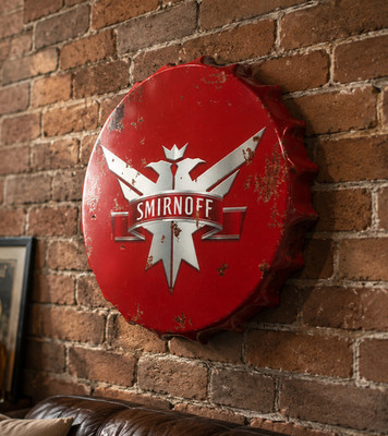 Smirnoff Flaschenverschluss Metall Wandschild Vintage Retro Kneipe Bar Wodka Bierdeckel 40cm