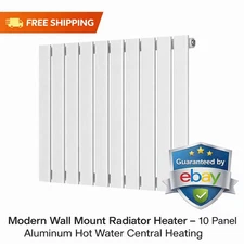 Modern Wall Mount Radiator Heater – 10 Panel Aluminum Hot Water Central Heating