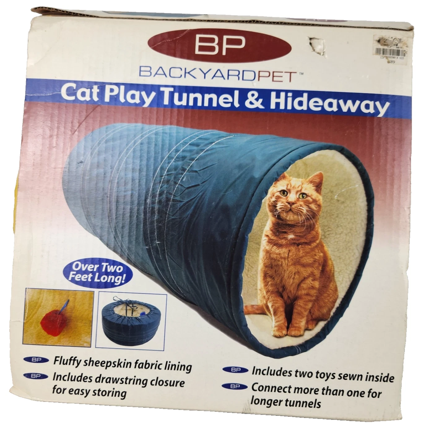 BACKYARDPET 2 Feet Cat Play Tunnel & Hideaway Yellow Sheepskin Fabric Drawstring