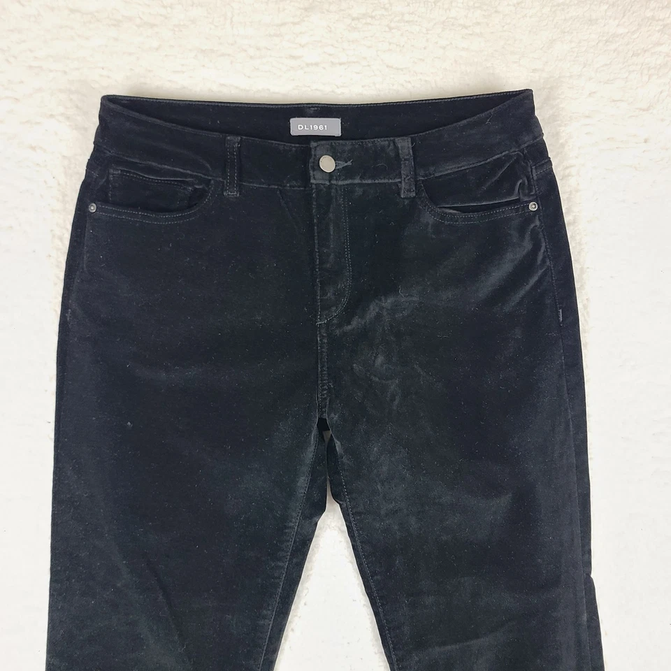 DL1961 裤子女式 32x28 黑色灯芯绒玛歌中腰踝紧身失落 — 第 2/4 张图片