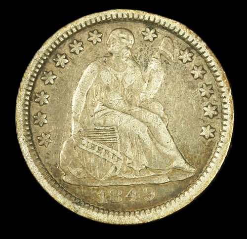 1849 Seated Liberty Half Dime, Choice Fine Details( Reverse Scratched)- SMH-2312