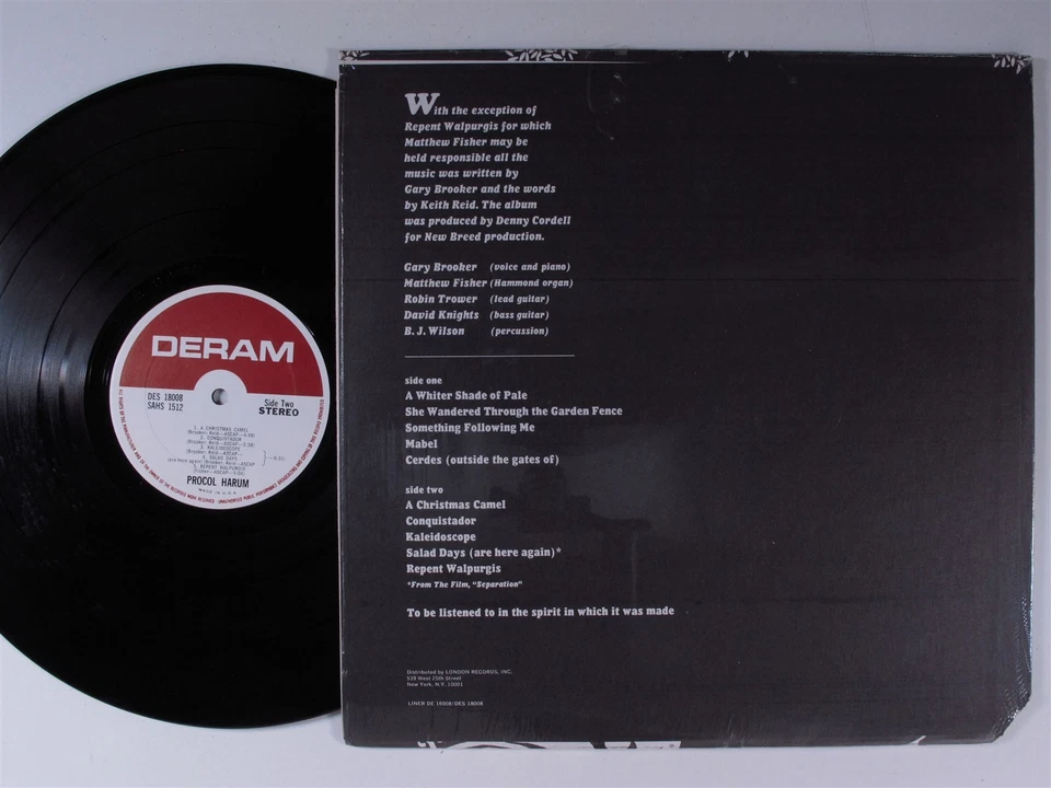 PROCOL HARUM Self Titled DERAM DES-18008 LP VG++/NM matte cover SHRINK y - Image 2 of 2