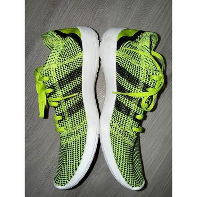 Adidas Element Refine Tricot Solar Slime Green Black Running Shoes Mens 8.5