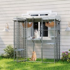 Large Walk In Metal Cat Cage Enclosure with Hammocks and Platforms