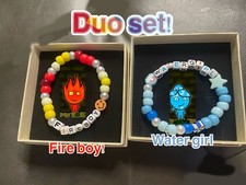 Handmade Fireboy & Watergirl Beaded Stretch B...