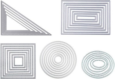 Cutting Dies Stencil Triangle Square Rectangle Round Ellipse Medium, Set