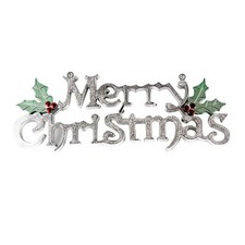 Christmas Door Decorations Outdoor Silver Plastic Reusable Door Hanger