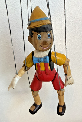 Vintage 1950s - 60s Carved Wood Pinocchio Marionette Puppet +FAST 