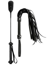 Leather Crop 18" Faux Leather Whip 33" Equestrian Set - Leather Horse Riding ...