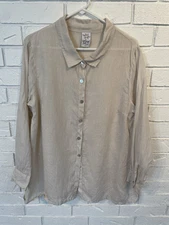 Match Point 100% Linen Buttondown Shirt Tunic M