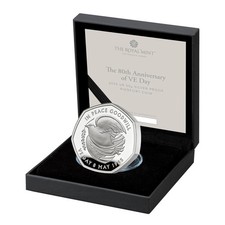 80th Anniversary of VE Day 2025 50p Silver Piedfort Proof Coin - Limited Mintage