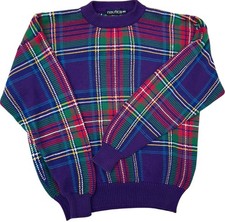 Vintage Nautica Knit Sweater Crewneck Pull Over Plaid Men  s Size M 1990s