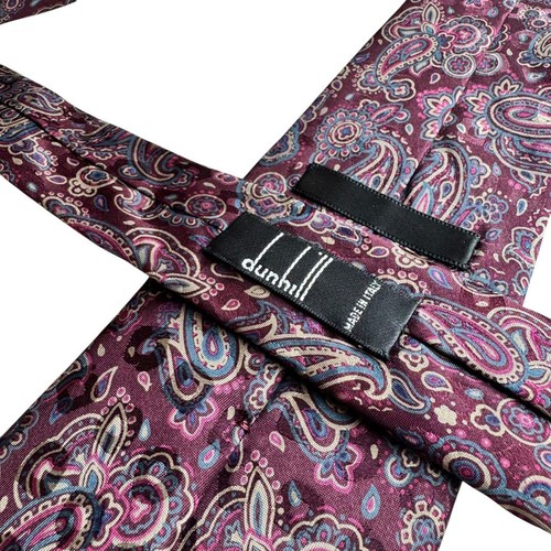 Dunhill Krawatte Unikat Deko Design Rot Lila Ton Glänzend Luxus Retro GEBRAUCHT K - Bild 2 von 5