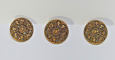 Buttons Twinkle 3 Vintage/Antique Metal Mirror Victorian Art Deco Shiny