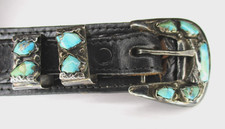 Vtg Navajo or Zuni Sterling Silver & Turquoise Belt Buckle/Ranger Set,Western