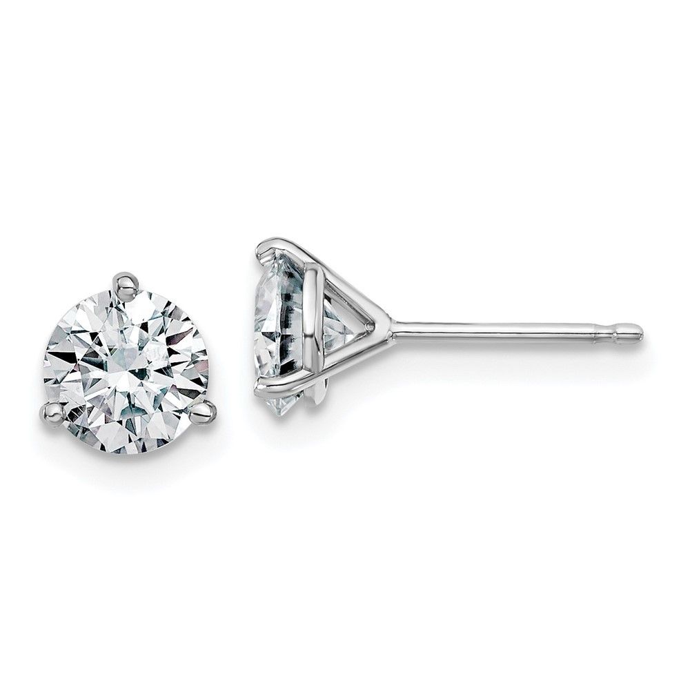 14k White Gold 1.5ct. 6.0mm Round J-K Color Moissanite Stud Earrings