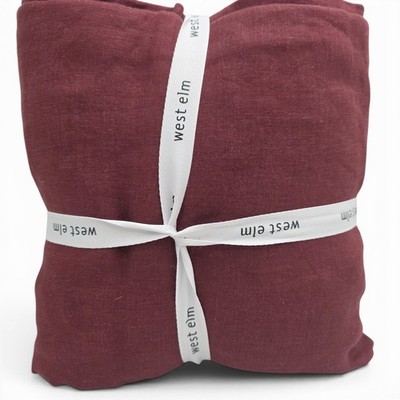 NEW West Elm European Flax Linen Duvet Cover Twin Currant Red
