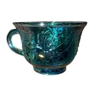 Set of 7 Vintage Indiana Carnival Glass Punch Cup Iridescent Blue Harvest Grape