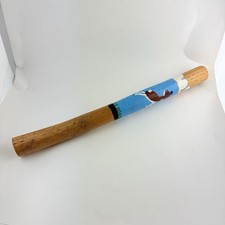 Rain Stick 19 Cactus Wood With Paintings Blue Sky With Running Deer Nice Sound