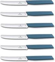 Victorinox Swiss Modern Tomatenmesser Set 6 StüCk Wellenschliff Blau