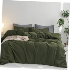 100 Washed Cotton Duvet Cover Set Queen Size Soft Thick Bedding Ultra Soft