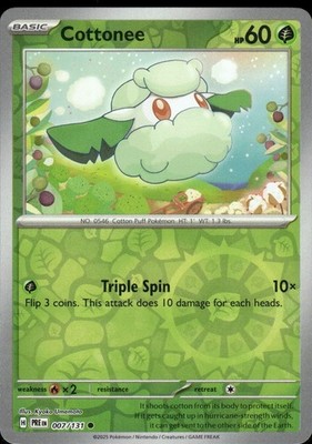 Near Mint Cottonee Prismatic Evolutions Common Pokemon 007 Reverse Holo