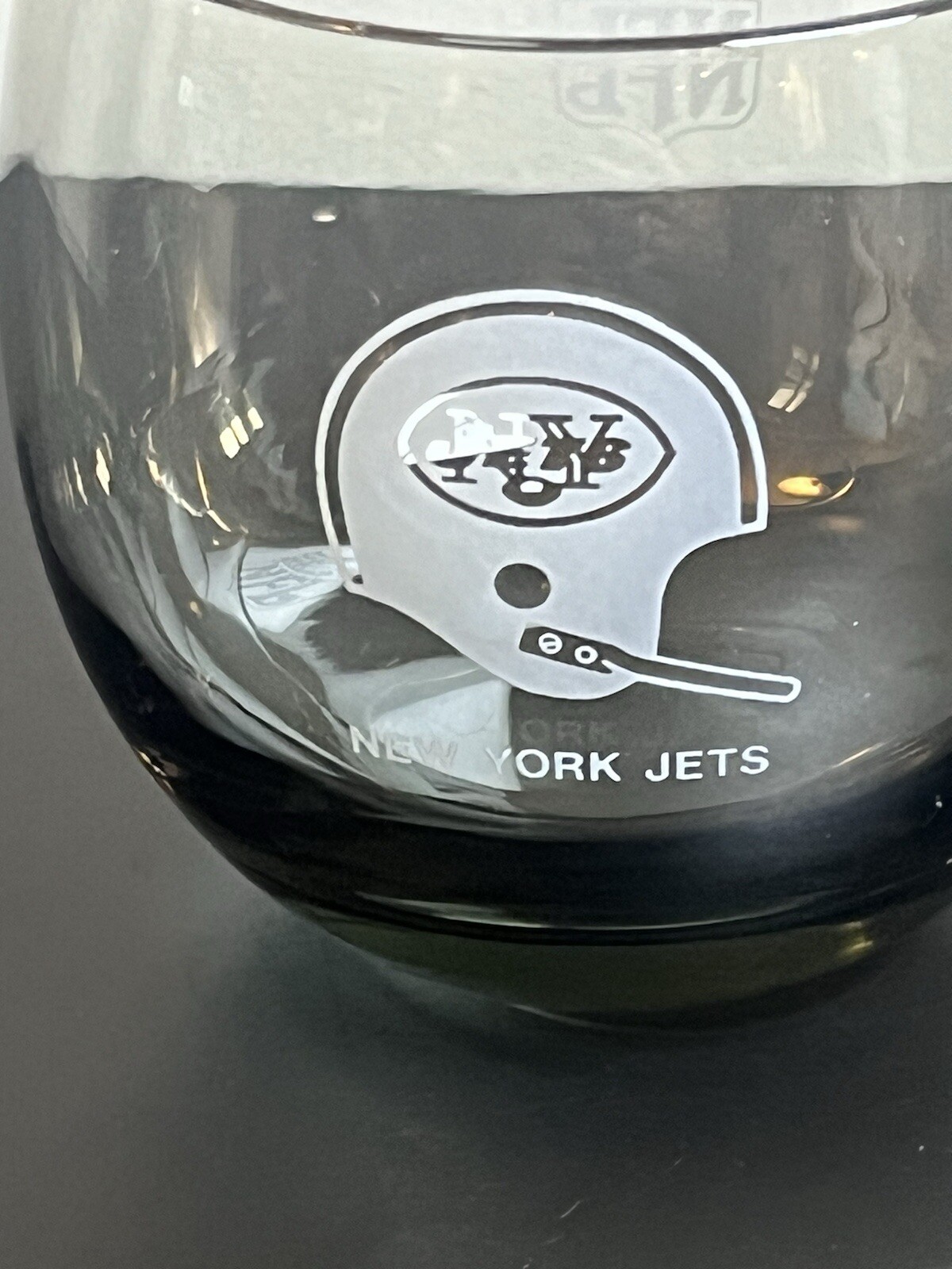 NFL New York Jets Roly Poly Glasses Vintage Smoked Gray Whiskey Set 3