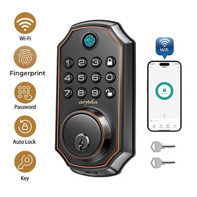 ARPHA WiFi Fingerprint Smart Door Lock APP Control Keyless Keypad Deadbolt D280W