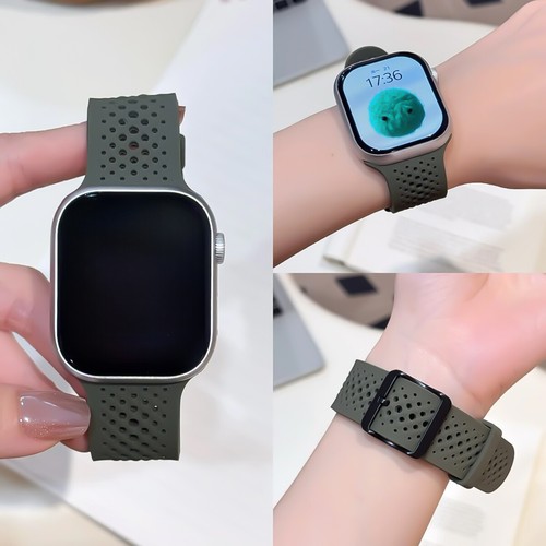 Silicone Strap For Apple Watch Bands Ultra2 42/46/49mm sport breathable bracelet - Picture 13 of 30