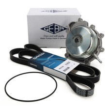 GEBA WASSERPUMPE RIEMENSCHEIBE + DAYCO 6PK2155S KEILRIPPENRIEMEN für MB OM651