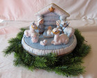 Vintage 1985 Nativity Set 10 pc Blue & Gold Porcelain Kimple Mold Christmas Deco — photo 2