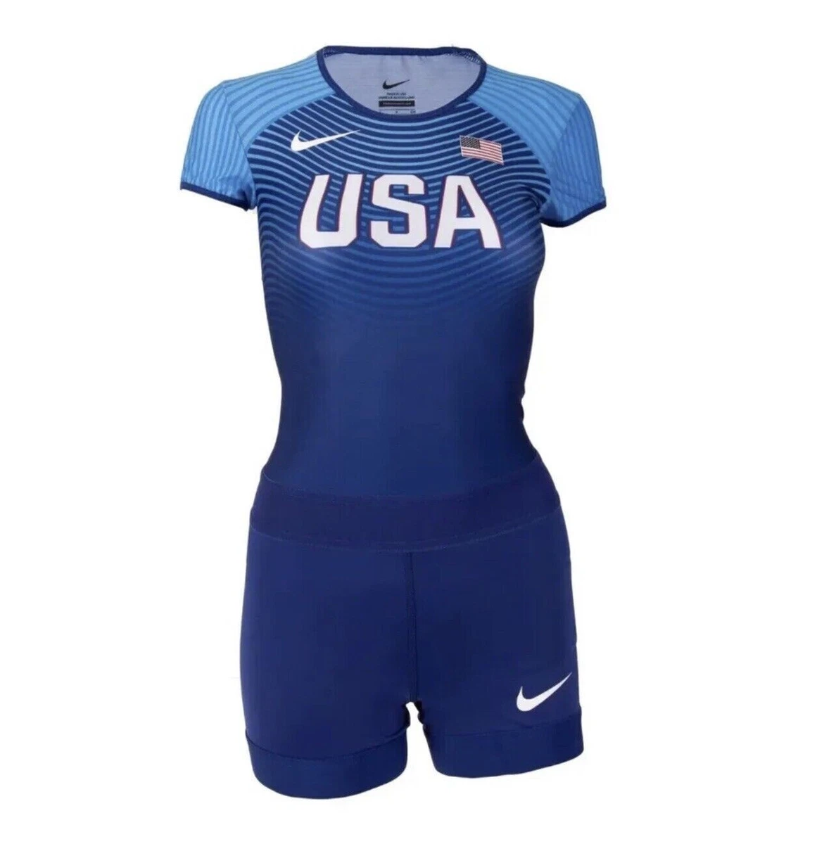 Nike USA Official Rio Elite Track Short Sleeve Unitard Speed Suit