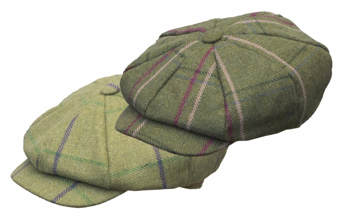 Walker & Hawkes Ladies Tweed Rouche Country Cap – Wool Blend, Baker Boy Style