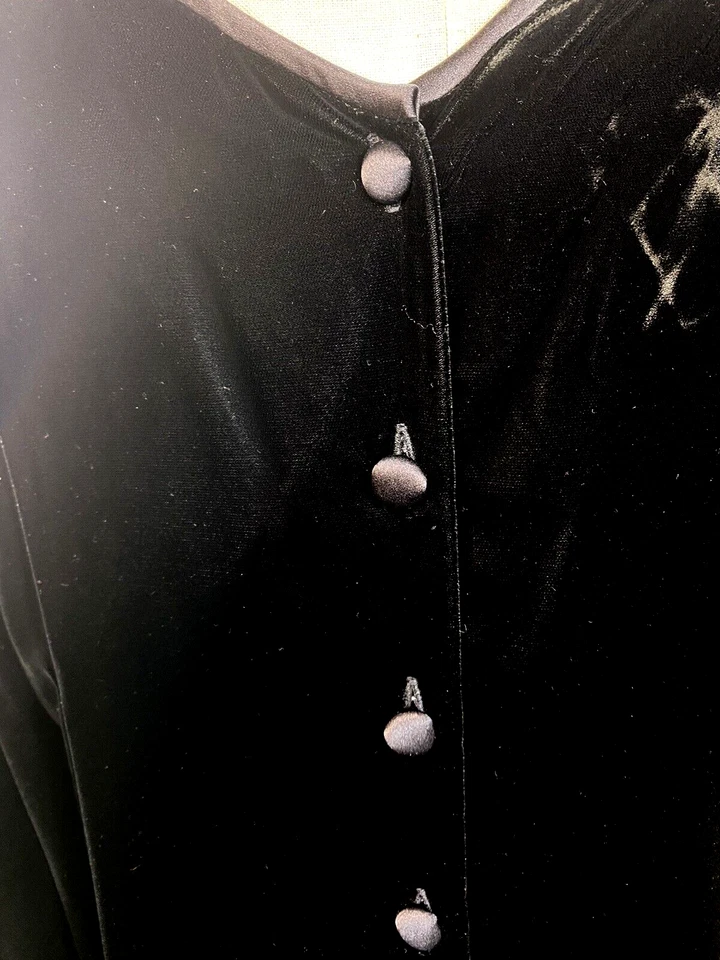 Vestido Vintage TALLA MEDIANA 10 Funda Terciopelo Negro JONES NUEVA YORK AÑOS 80 90 RAYON Foto 4 de 4