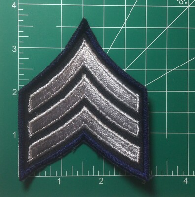 Sergeant Border (2) Sergeant Chevron - 3 Silver Stripes on DARK NAVY BLUE (Navy Border ...