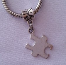 Autism Awareness Jigsaw Puzzle Piece Dangle Bead fits European Charm Bracelet