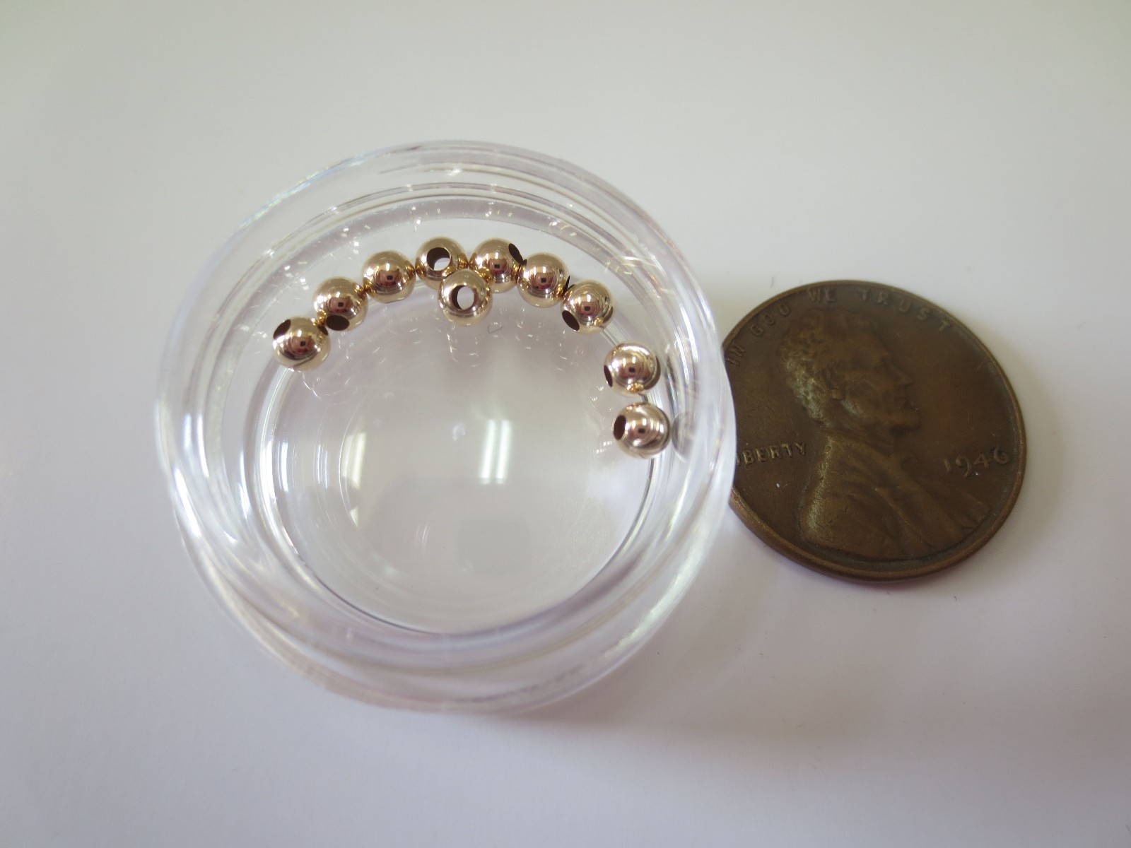 Lot of 10 pieces 14K Pure Y. Gold Beads 3mm 4mm 5mm 6mm Round Polish Beads