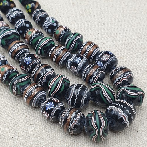 Venetian Style Aventurine Glass Beaded Necklace - Picture 2 of 24