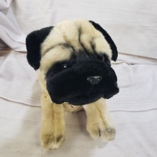 Animal Alley Pug Dog Plush Realistic Beige Black Stuffed Animal 13 Inch 2000