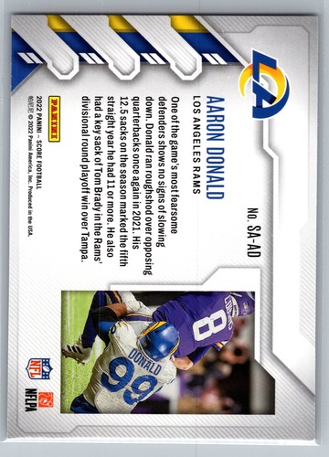 2022 Score #SA-AD Aaron Donald Sack Attack Gold Los Angeles Rams - Picture 2 of 2