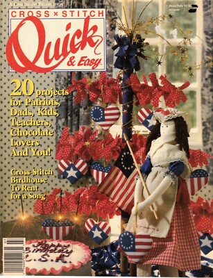 Cross Stitch Quick And Easy Magazine 20 Patterns Dads Kids Birdhouse July 1991