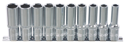 KS TOOLS 1/4'' CHROMEplus Sechskant-Stecknuss-Satz, lang, 10-tlg. 4-13mm (918.061