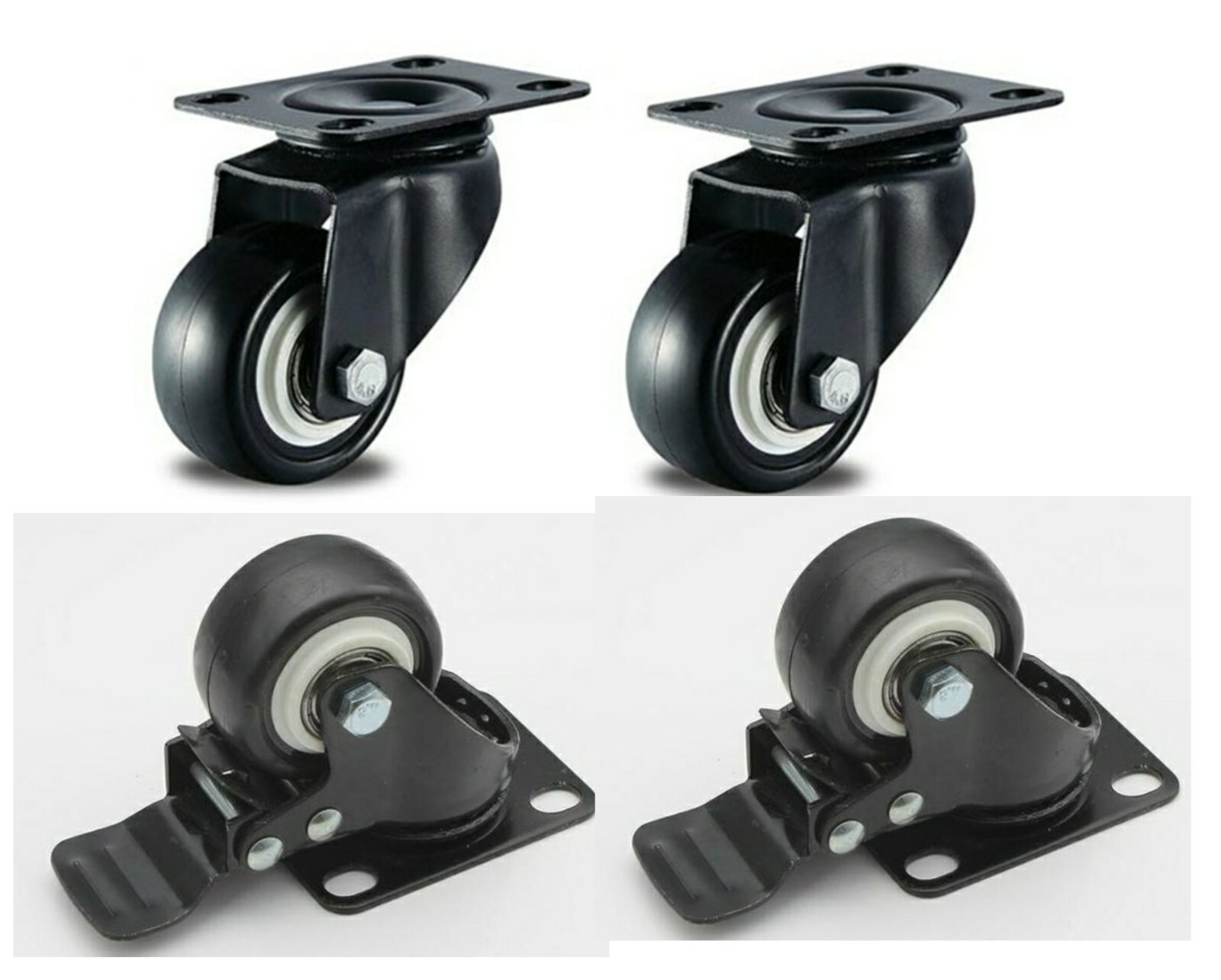4 X Swivel Castor 50mm Heavy Duty Wheels Trolley Furniture Casters SWL 200kg