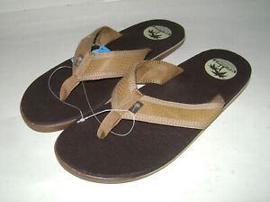 NEW MARGARITAVILLE MEN LEATHER KONA FLIP FLOP SLIDES SHOES SIZE 13 TAN ...