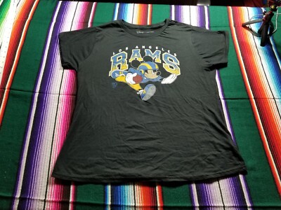 Disney X Junk Food Los Angeles LA Rams NFL Mickey Mouse Women's T-Shirt  Size XL