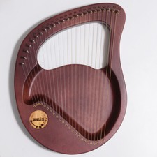 1PC 24-String Harp Solid Wood Mahogany Lyre Harp With Pick Strings Wiper Fuchsia