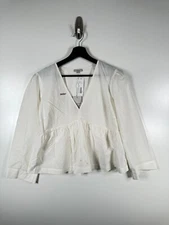 BNWT Rails Womens V Neck Peplum Top Flowy Noella Blouse White Sz Small Petite