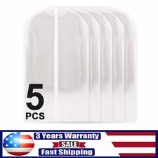 Garment Bag Travel Suit Dress Storage Clear Cover Full Zipper Coat Carrier 5 Pcs