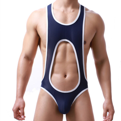 Herren Body Turnanzug Jockstrap Reizwäsche Wrestling Overall Dessous - Bild 23 von 23
