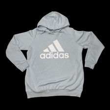 Adidas Women's Blue Fleece Long Sleeve Logo Hoodie Size 1X B3